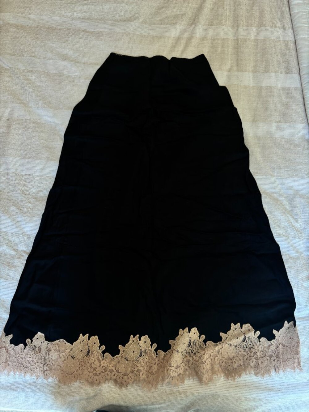 Rixo Matilde Satin Midi Skirt in Black